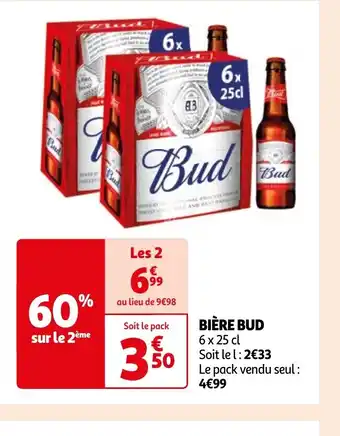 Auchan BIÈRE BUD 6 x 25 cl offre