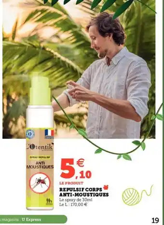 Hyper U REPULSIF CORPS ANTI-MOUSTIQUES offre