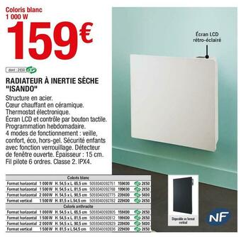 Brico Dépôt Radiateur à inertie sèche "isando" offre