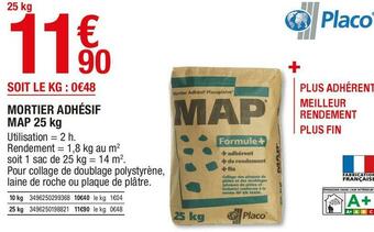 Brico Dépôt Placo mortier adhésif map 25 kg offre