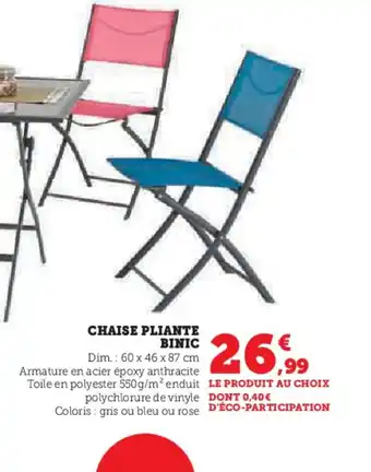 Hyper U CHAISE PLIANTE BINIC offre