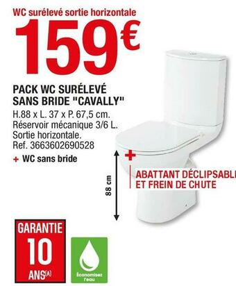Brico Dépôt Pack wc surélevé sans bride "cavally" offre