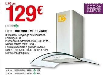 Brico Dépôt Hotte cheminée verre/inox offre