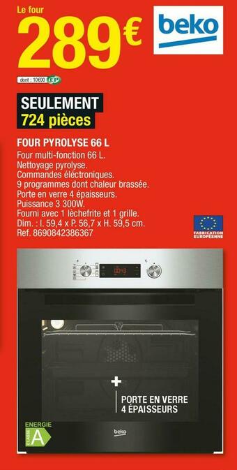 Brico Dépôt Beko four pyrolyse 66 l offre