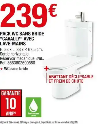 Brico Dépôt Pack wc sans bride "cavally" offre