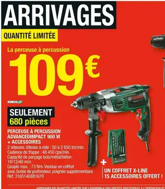 Brico Dépôt Perceuse à percussion advancedimpact 900 w + accessoires offre