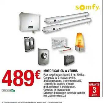 Brico Dépôt Somfy motorisation à vérins offre