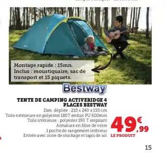 Hyper U TENTE DE CAMPING ACTIVERIDGE 4 offre