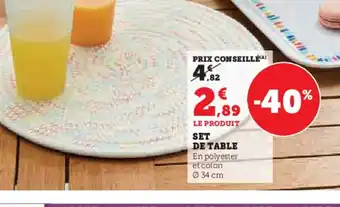 Hyper U SET DE TABLE offre