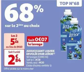 Auchan Lenor - adoucissant liquide envolee d'air offre