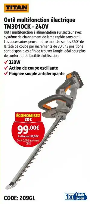 Screwfix TITAN Outil multifonction électrique TM3010CK - 240V offre