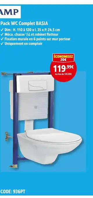 Screwfix Siamp Pack WC Complet BASIA offre