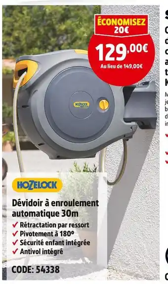 Screwfix HOZELOCK Dévidoir à enroulement automatique 30m offre