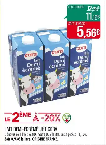 Match CORA LAIT DEMI-ÉCRÉMÉ UHT offre