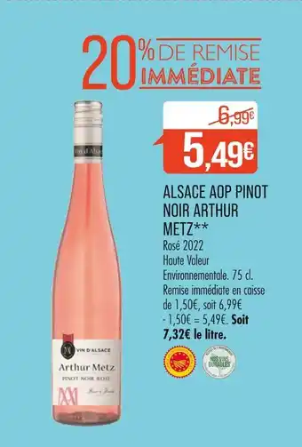 Match ARTHUR METZ ALSACE AOP PINOT NOIR offre