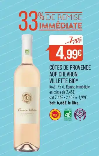 Match CHEVRON VILLETTE CÔTES DE PROVENCE AOP BIO offre