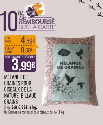 Match MÉLANGE DE GRAINES POUR OISEAUX DE LA NATURE BILLAUD GRAINS offre