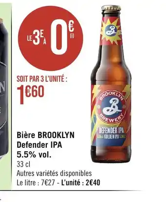 Géant Casino Bière BROOKLYN Defender IPA offre