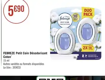 Géant Casino FEBREZE Petit Coin Désodorisant Coton offre