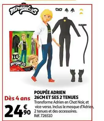 Auchan Poupée Adrien 26cm Et Ses 2 Tenues offre