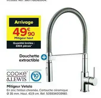 Castorama Mitigeur Vetala Cooke & Lewis offre