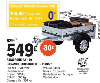 E.Leclerc L'Auto REMORQUE RA 150 offre