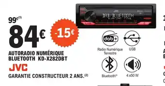 E.Leclerc L'Auto AUTORADIO NUMÉRIQUE BLUETOOTH KD-X282DBT offre