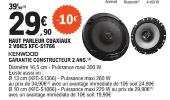 E.Leclerc L'Auto HAUT PARLEUR COAXIAUX 2 VOIES KFC-S1766 offre