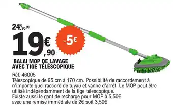 BALAI MOP DE LAVAGE AVEC TIGE TÉLÉSCOPIQUE