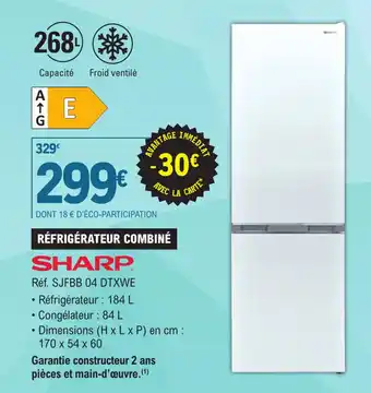 E.Leclerc SHARP Réf. SJFBB 04 DTXWE offre