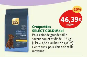 Maxi Zoo SELECT GOLD Croquettes Maxi offre