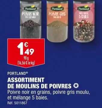 PORTLAND ASSORTIMENT DE MOULINS DE POIVRES