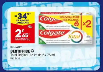 ALDI COLGATE DENTIFRICE offre