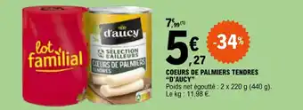 E.Leclerc COEURS DE PALMIERS TENDRES "D'AUCY" offre