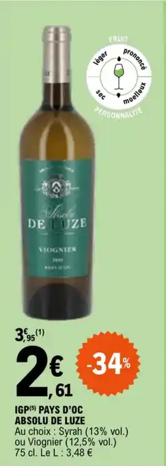 IGP(5) PAYS D'OC ABSOLU DE LUZE