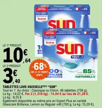 E.Leclerc TABLETTES LAVE-VAISSELLE (2)(3) "SUN" offre