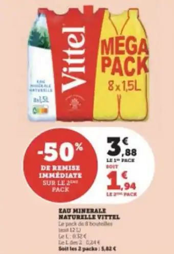 Super U EAU MINERALE NATURELLE VITTEL offre
