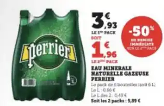 Super U EAU MINERALE NATURELLE GAZEUSE PERRIER offre