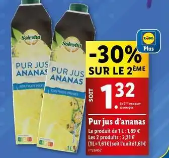 Lidl Solevita - pur jus d'ananas offre