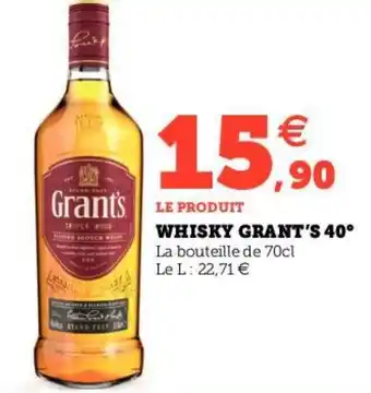 Hyper U WHISKY GRANT'S 40° offre