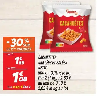 Netto CACAHUÈTES GRILLÉES ET SALÉES NETTO offre