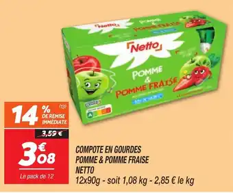 Netto COMPOTE EN GOURDES POMME & POMME FRAISE NETTO offre