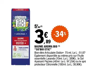 E.Leclerc BAUME AROMA BIO (1) "SO'BIO ETIC" offre