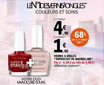 E.Leclerc VERNIS A ONGLES "SUPERSTAY DE MAYBELLINE" offre