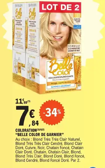 E.Leclerc COLORATION(3)(4)(5) "BELLE COLOR DE GARNIER" offre