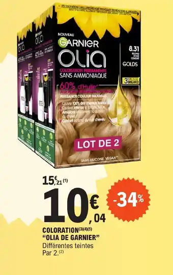 E.Leclerc COLORATION(3)(4)(5) "OLIA DE GARNIER" offre