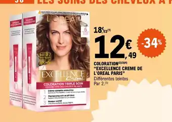 E.Leclerc COLORATION(2)(3)(4) "EXCELLENCE CREME DE L'OREAL PARIS" offre