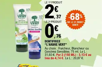 E.Leclerc DENTIFRICE "L'ARBRE VERT" offre