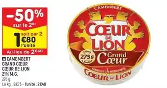 Leader Price Coeur de lion - camembert grand cœur offre