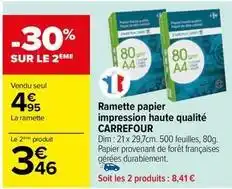 Carrefour Carrefour - ramette papier impression haute qualité offre